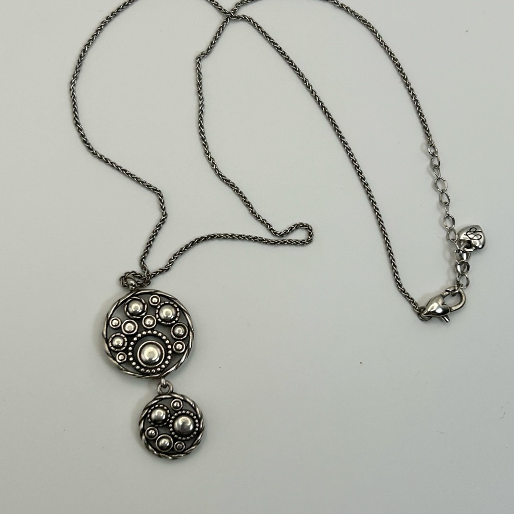 Brighton Halo Dual Pendants Necklace Silver Plated Blue Lavender Crystals - Picture 7 of 11